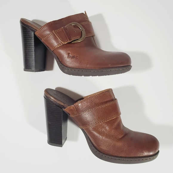 BOC Born Heeled Leather Slip on Mules sz 7 - Picture 7 of 12